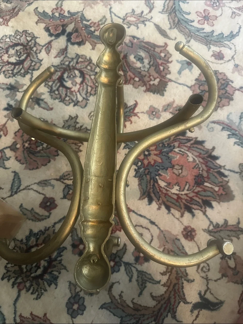 Vintage Brass Hollywood Regency Wall-Mounted Coat Rack